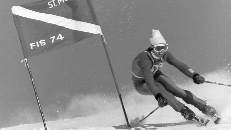 Walter Tresch bei der Ski-WM in St. Moritz in Aktion im Riesenlalom.