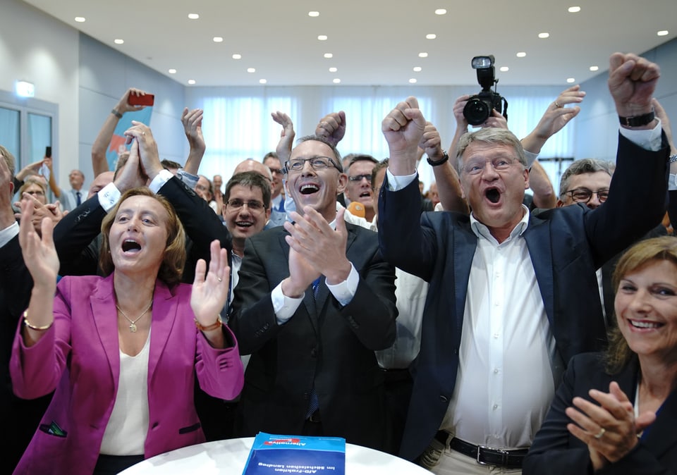 Jubeln bei der AfD: Die Partei erzieht in Sachsen ihr bestes Ergebnis bei einer Landtagswahl überhaupt.