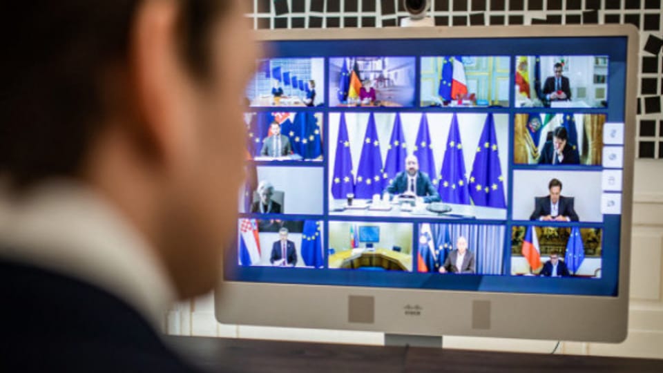 Österreichs Bundeskanzler Sebastian Kurz und die anderen EU Staats- und Regierungschefs haben per Videokonferenz über ein Hilfspaket beraten.