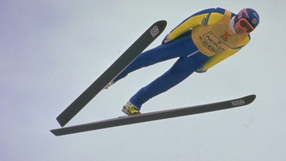 Skispringer Boklöv revolutionierte die Skisprungtechnik mit dem V-Stil.
