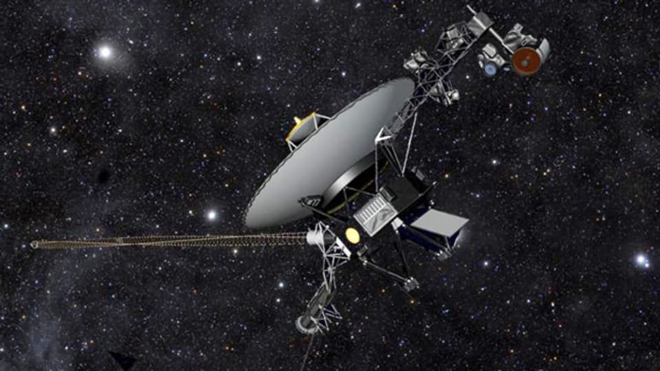 Künstlerische Darstellung der NASA Raumsonde Voyager 1 im Weltall.