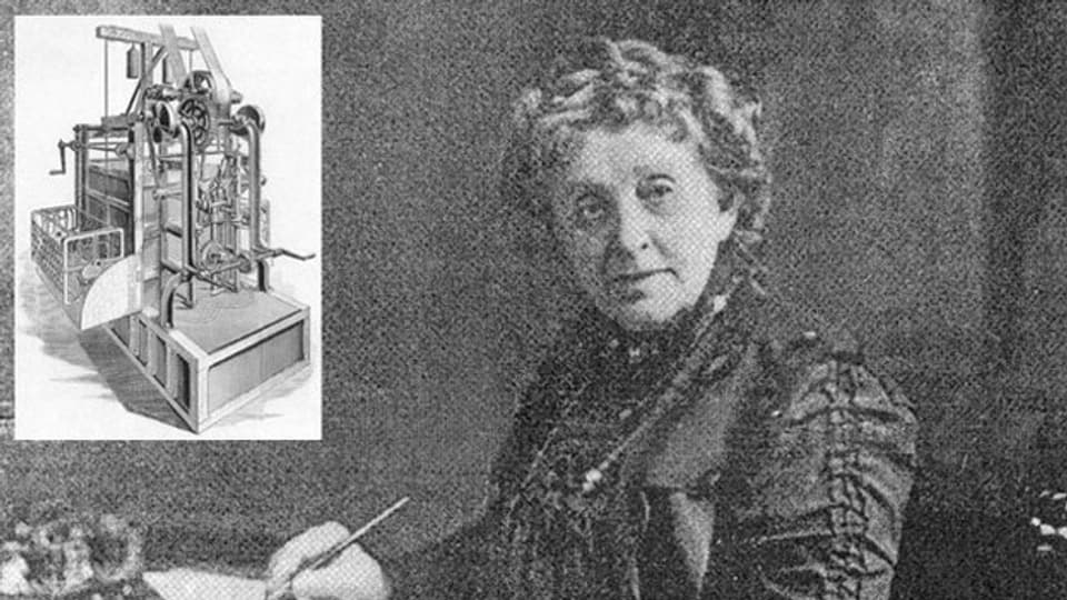 Josephine Cochrane mit ihrer Erfindung