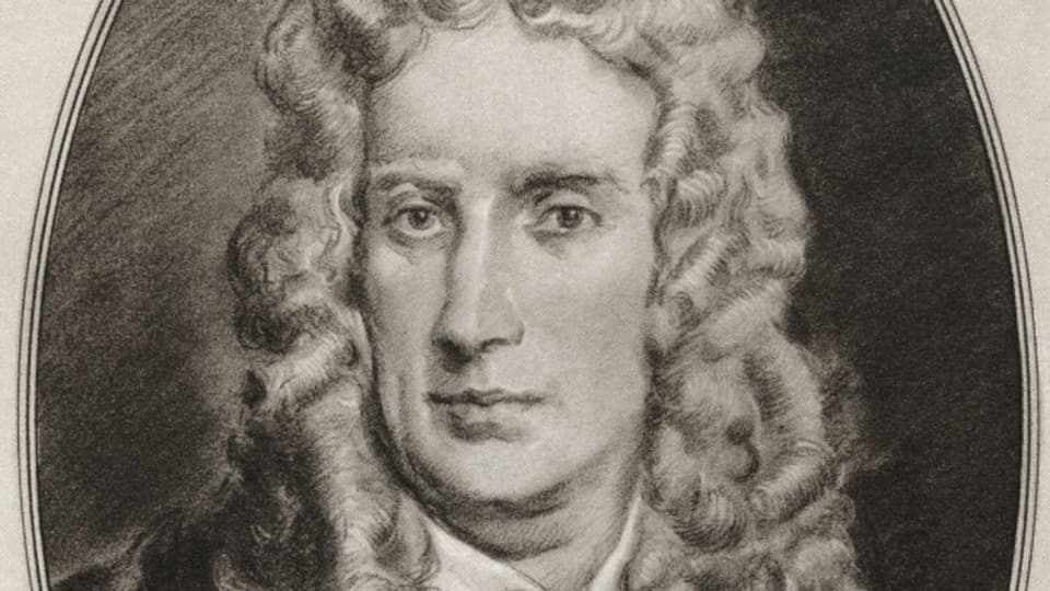 Der Mathematiker Isaac Newton auf einer Illustration des amerikanischen Künstlers Gordon Ross (1873-1946),