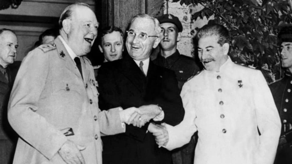 Demonstrierte Einigkeit: Churchill, Truman und Stalin 1945 in Potsdam