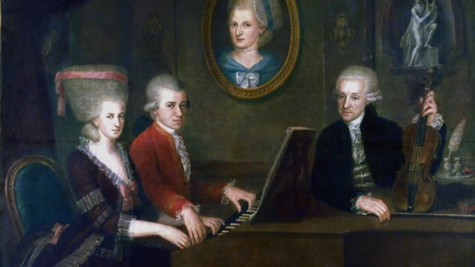 Leopold mit Tochter Nannerl und Sohn Wolfgang Amadeus,. Mozart-Museum Salzburg