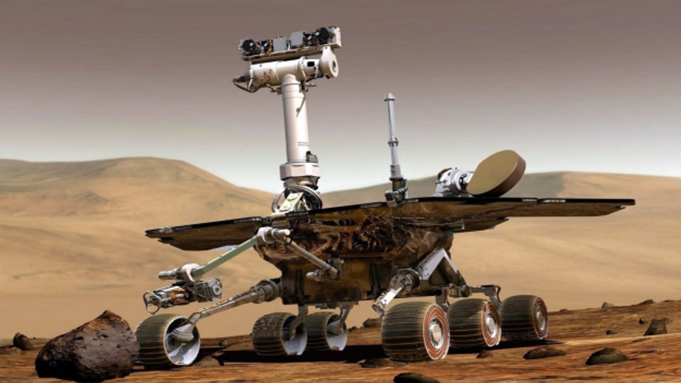 Visualisierung des Roboters Spirit auf dem Mars