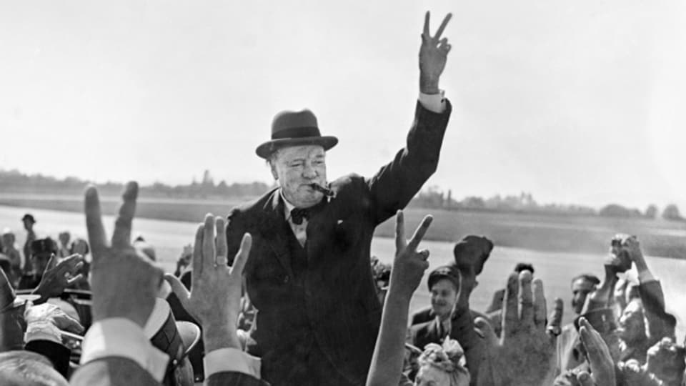 Winston Churchill bei einem Besuch in der Schweiz 1946.