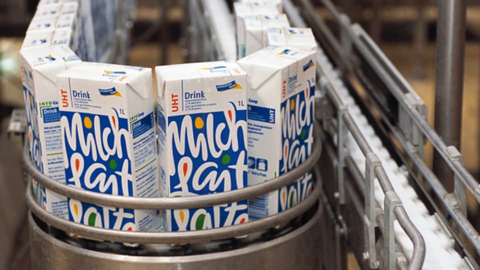 Tetra Paks mit Milch in der Aargauer Zentralmolkerei