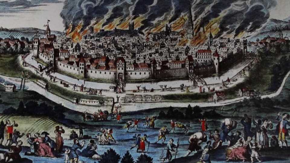 Die brennende Stadt Reutlingen 1726.