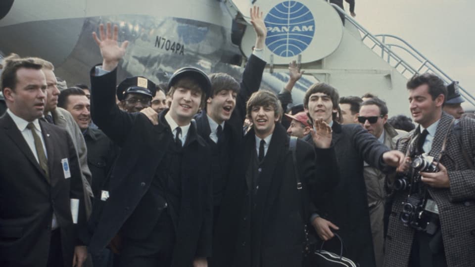 Die Beatles nach ihrer Ankunft in New York