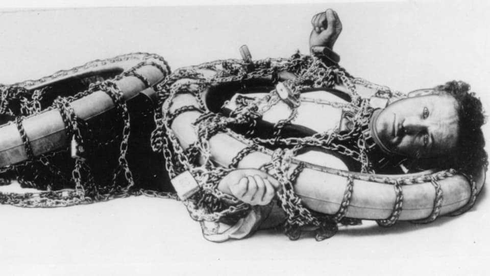 So hielt die «Weed Chain Tire Grip Company» Houdinis Entfesselungsversuch fest.