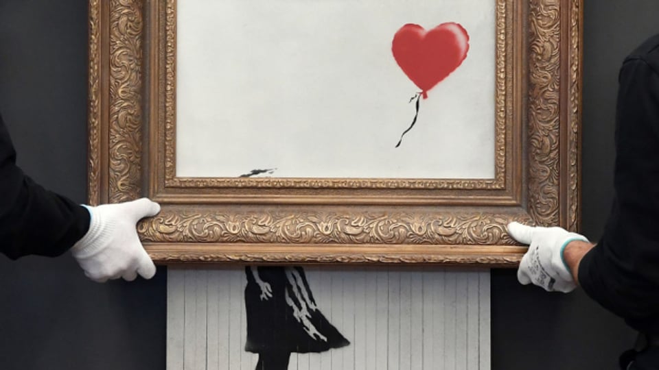 Das geschredderte Banksy Bild "Girl with Balloon" wurde 2019 im Museum Frieder Burda ausgestellt