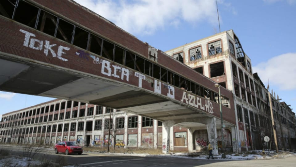 Ein verlassenes Autowerk in der bankrotten Stadt Detroit.