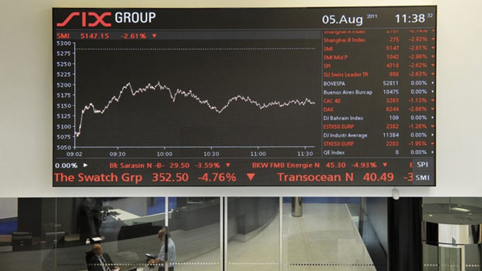 Die Anzeigetafel in der Schweizer Börse zeigt den Verlauf des SMI.