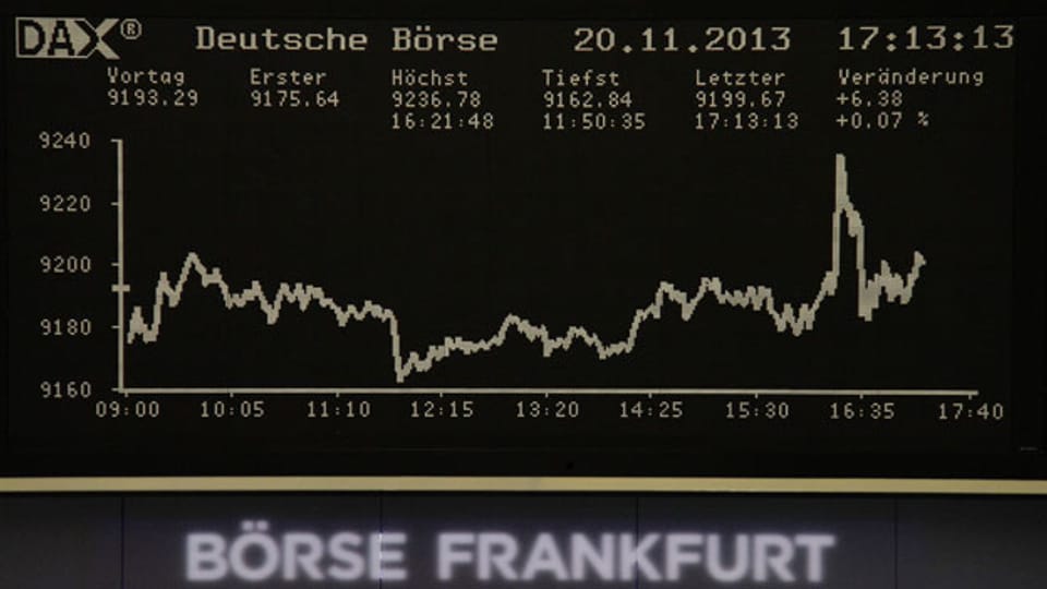 Die Kurve des Deutschen Aktienindex DAX an der Frankfurter Börse am 20. November 2013. Symbolbild.