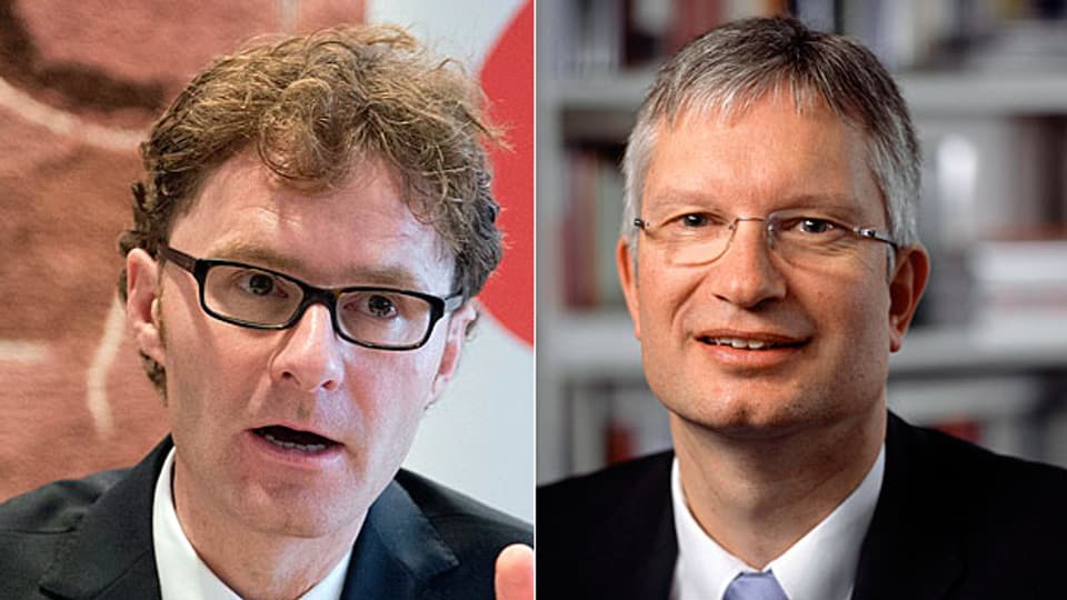 Roland Müller, Direktor des Schweizerischen Arbeitgeberverbands, und Daniel Lampart, Chefökonom des Schweizerischen Gewerkschaftsbunds.