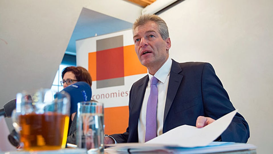 Economiesuisse-Präsident Heinz Karrer an der Jahres-Medienkonferenz in Bern.
