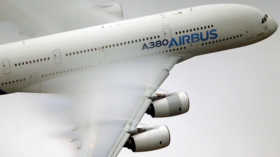 Airbus A380, an einem Demonstrationsflug.
