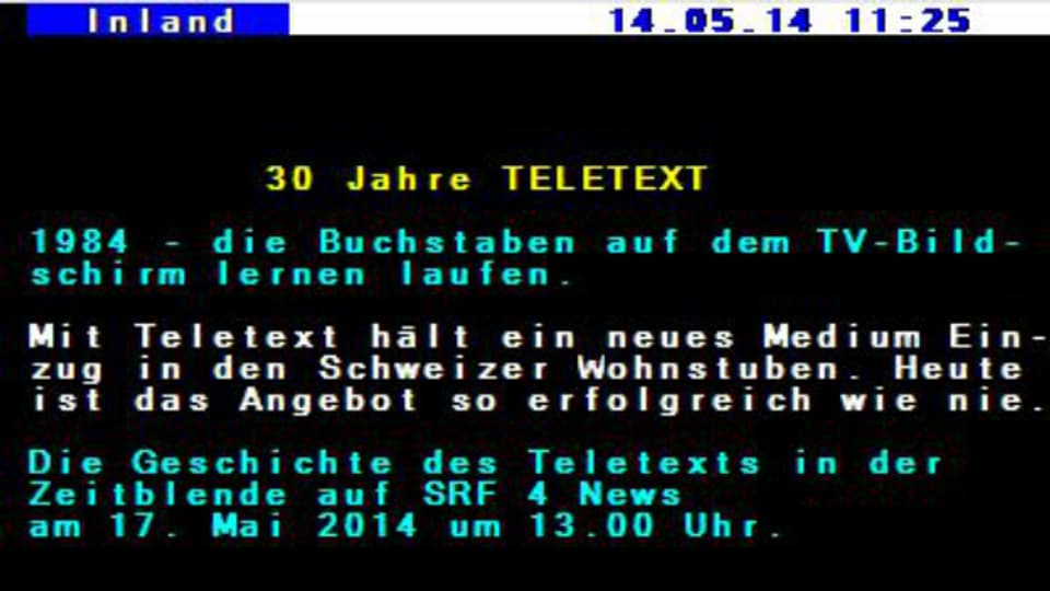 1984 wird Teletext in der Schweiz aufgeschaltet