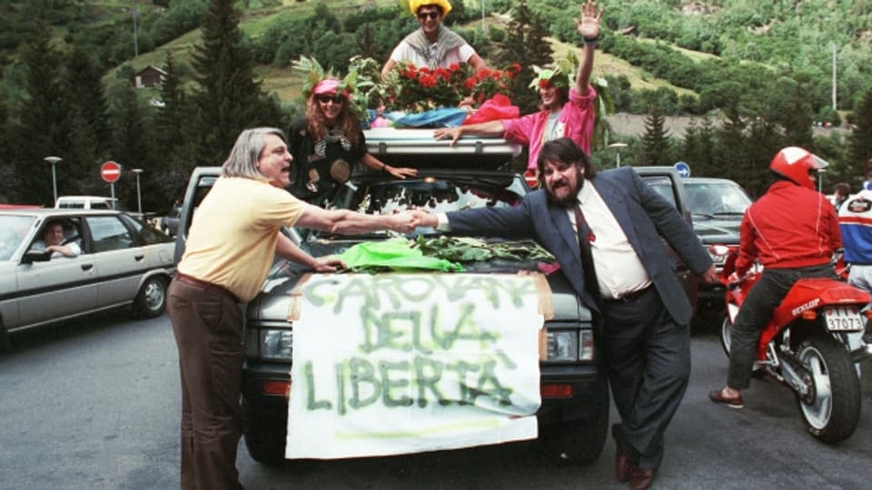 Protestaktion der Lega im Sommer 1991.