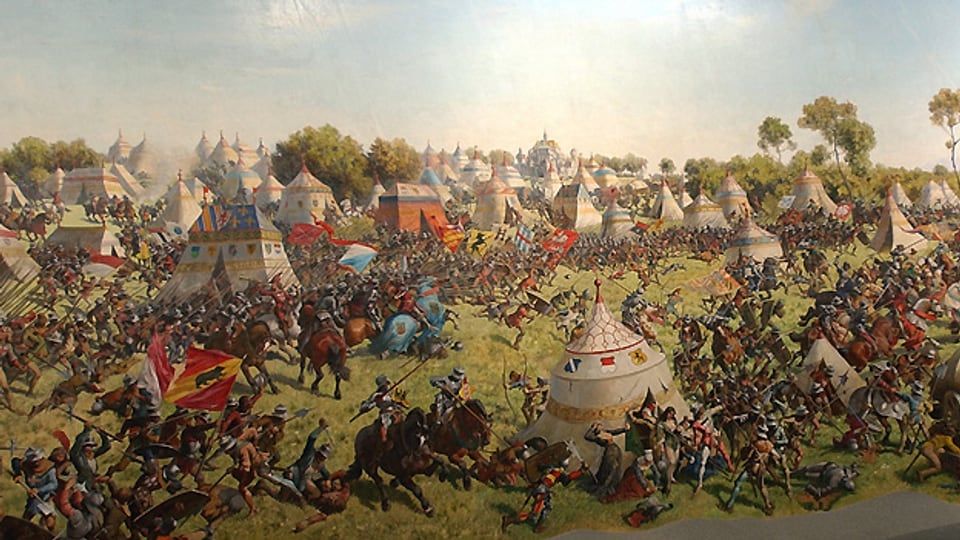 Das Panoramabild zur «Schlacht von Murten» wurde 1893/94 von Louis Braun gemalt. Es zeigt die erdrückende Übermacht der burgundischen Heere Karls des Kühnen von 1476. Das Panoramabild wurde im Rahmen der Expo.03 im Innern des Monolithen in Murten ausgestellt.