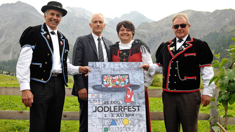 An der offiziellen Pressekonferenz blickt man mit Vorfreude aufs Eidgenössische Jodlerfest 2014 in Davos.
