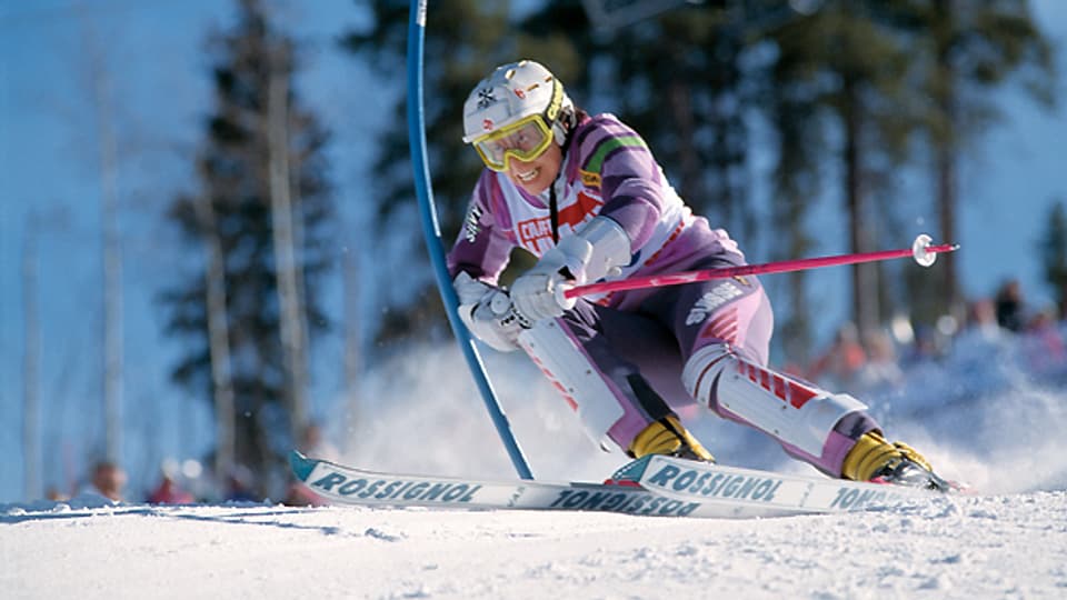 Nicht Abfahrerin sondern Slalom-Spezialisitin: Vreni Schneider fährt am 29. Januar 1989 an der Ski-WM in Vail im Kombinations-Slalom zum Sieg.