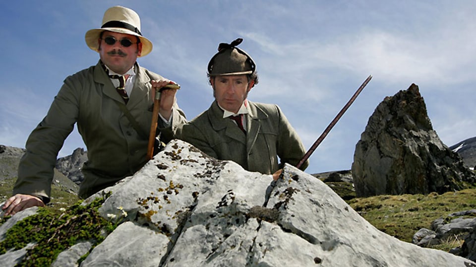  Philip Porter (rechts) als Sherlock Holmes und Charles Miller als John Watson während der Pilgerreise der Sherlock Holmes Society von 2005.