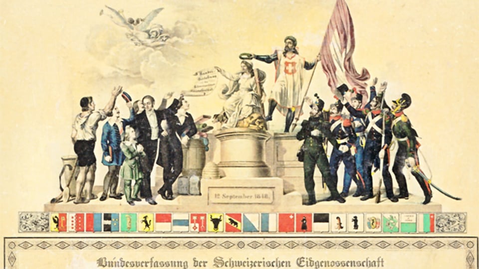 Erinnerungsblatt an das Inkrafttreten der Schweizerischen Bundesverfassung am 12. September 1848.