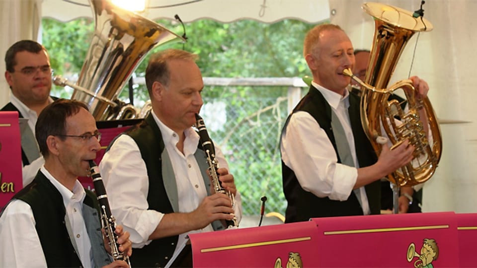 Gerold's Musikvagabunden sind eine von zwölf Formationen beim ersten Schweizerischen Buremusigträffe.