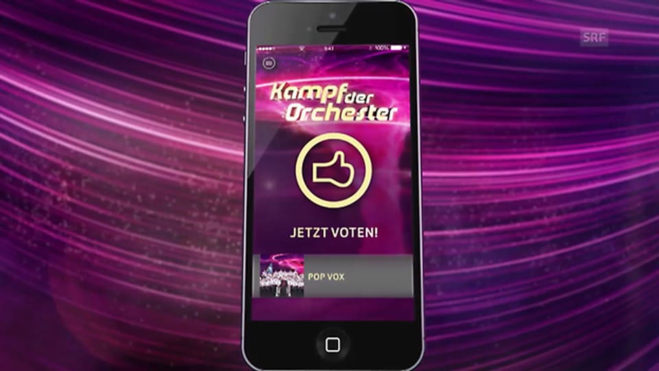 Mit der Voting-App bestimmt das Publikum bei «Kampf der Orchester» übers Weiterkommen der Formationen.