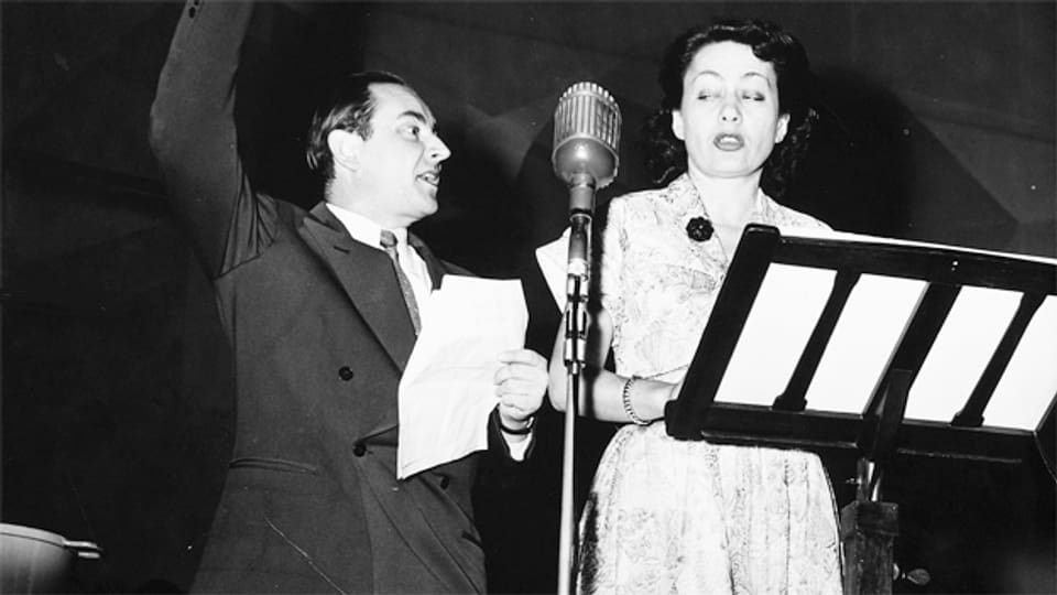 Ruedi Walter und Margrit Rainer 1955 bei gemeinsamen Aufnahmen.