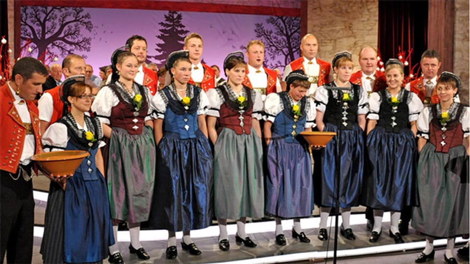 Das Saumchörli Herisau 2014 bei einem Fernsehauftritt in der Sendung «Potzmusig».