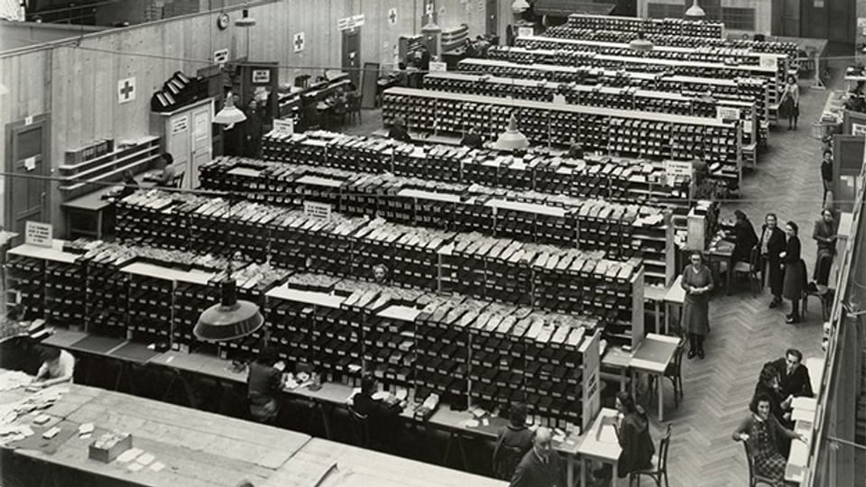 Der Nachrichten- und Suchdienst des IKRK in Genf für Kriegsgefangene während des 2. Weltkriegs.
