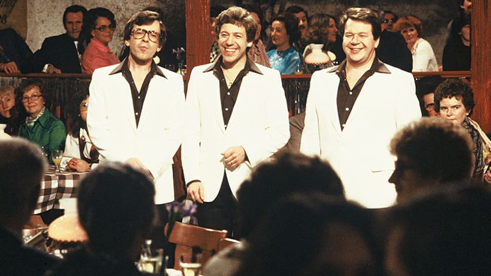 Alex, Vic und Guido als Trio Eugster 1979 in der Sendung «Zum doppelten Engel».