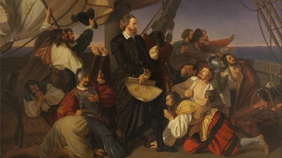 Christoph Kolumbus auf einem Gemälde von Christian Ruben (1805-1875).