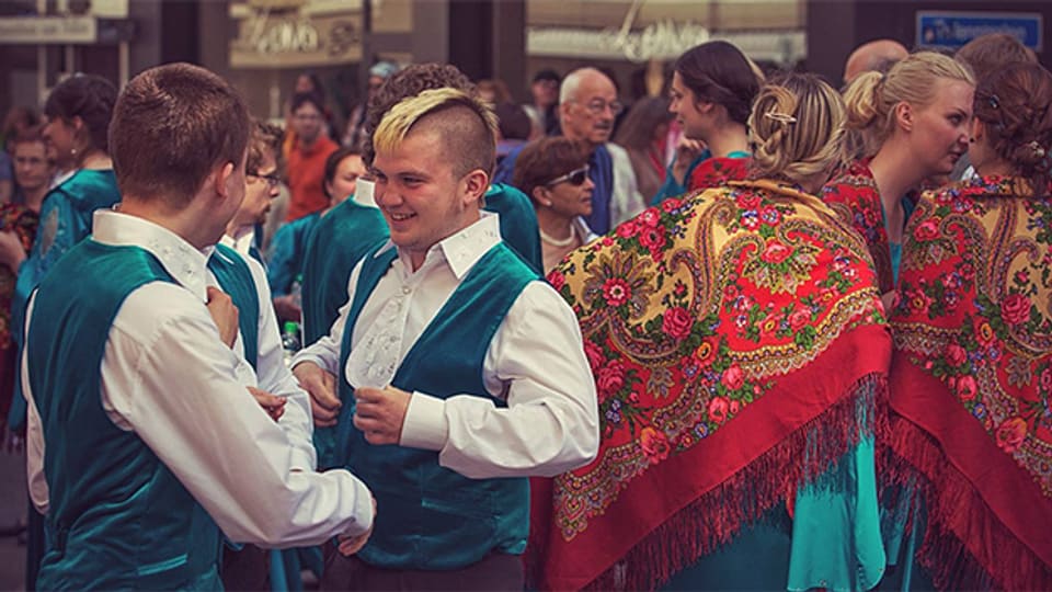  Das Schweizer Ensemble Cantalon trat am Europäischen Jugenchor Festival 2014 gemeinsam mit dem Studentenchor der weissrussischen Musikakademie Minsk auf.
