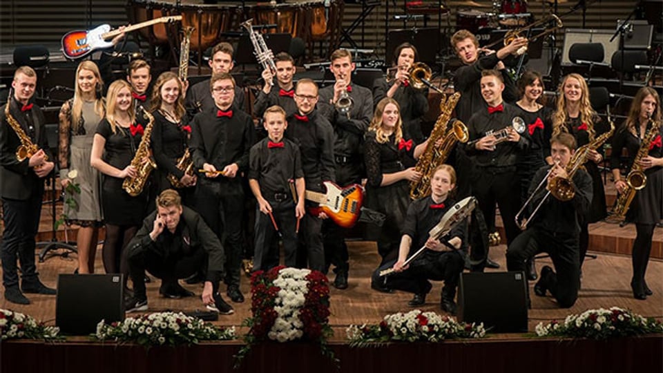 Eine von vielen Jugendbands am Weltjugendmusikfestival 2017: die 2013 gegründete Melngailskolas Big Band aus Lettland..