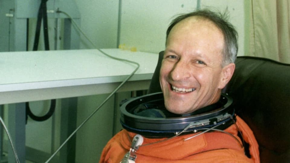 Der Schweizer Astronaut Claude Nicollier, kurz vor seinem ersten Weltraumflug 1992.