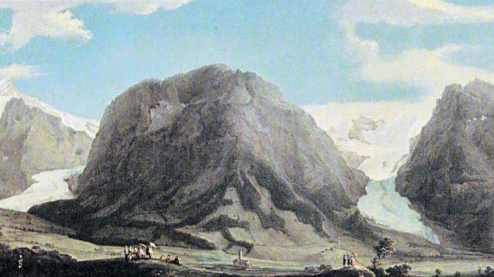 Oberer und Unterer Grindelwaldgletscher mit Wetterhorn, Mettenberg und Eiger, 1774.