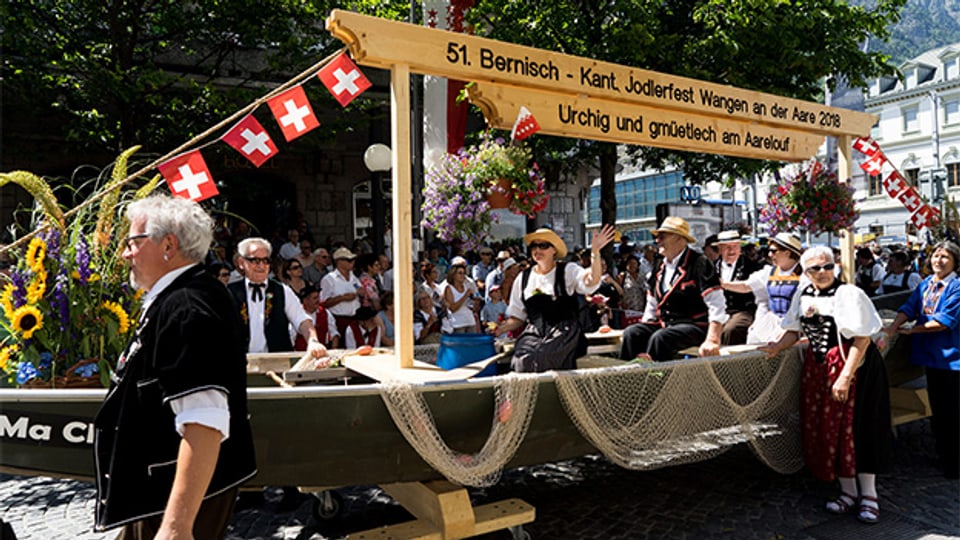 Werbung für das 51. Bernisch-Kantonale Jodlerfest Wangen an der Aare am Jodlerfest Brig-Glis 2017.