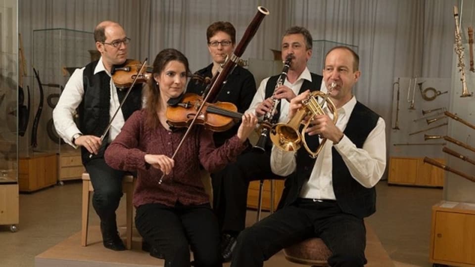 Andri Mischol, Rita Rohrer, Evi Güdel-Tanner, Armin Müller und Lukas Erni von der Husistein-Musik.
