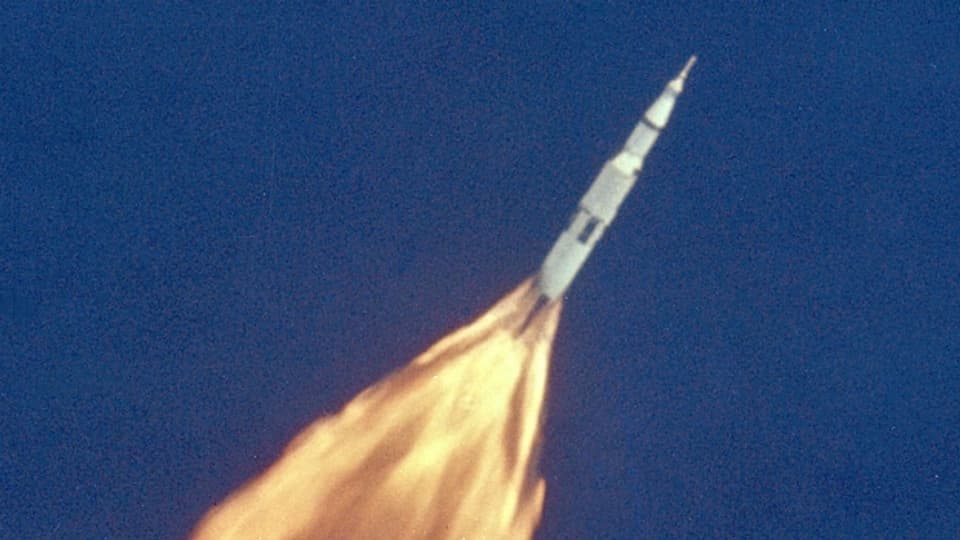 16. Juli 1969: Die Rakete der «Apollo 11» Mission fliegt dem Mond entgegen.