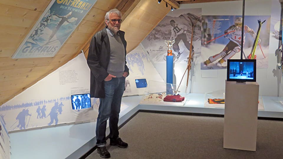 Museumsgründer Fritz Marti im Skisport-Museum Näfels im Kanton Glarus.