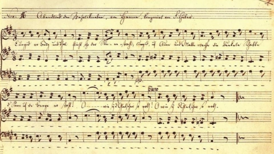 Abendlied der Wehrliknaben, von Henne, komponiert von F. Huber.