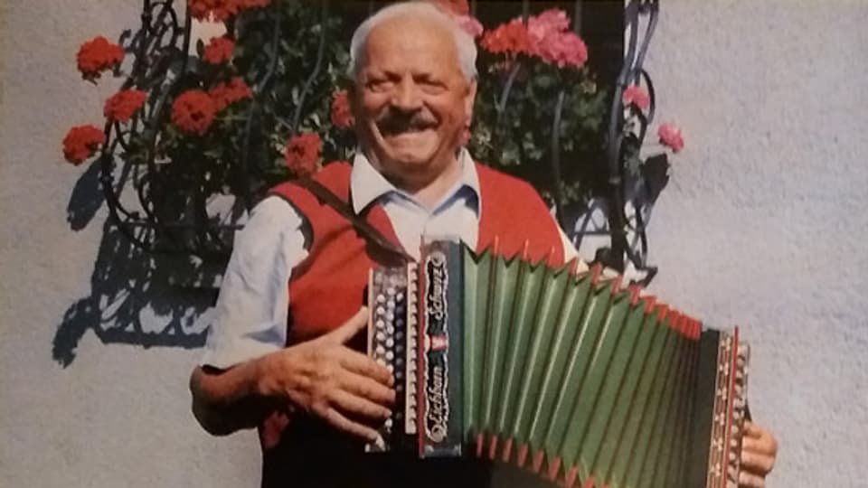 Hans Fischer (1903-1986) auf dem Cover der Schallplatte «Über 60 Jahre Volksmusik».