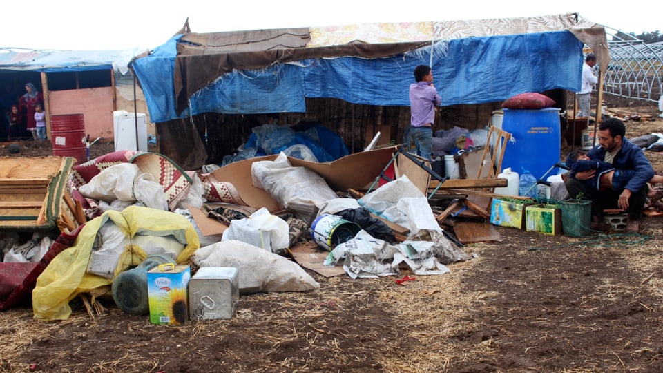 Zeltlager mit Syrern im Nordlibanon nach Regenfällen Ende September.