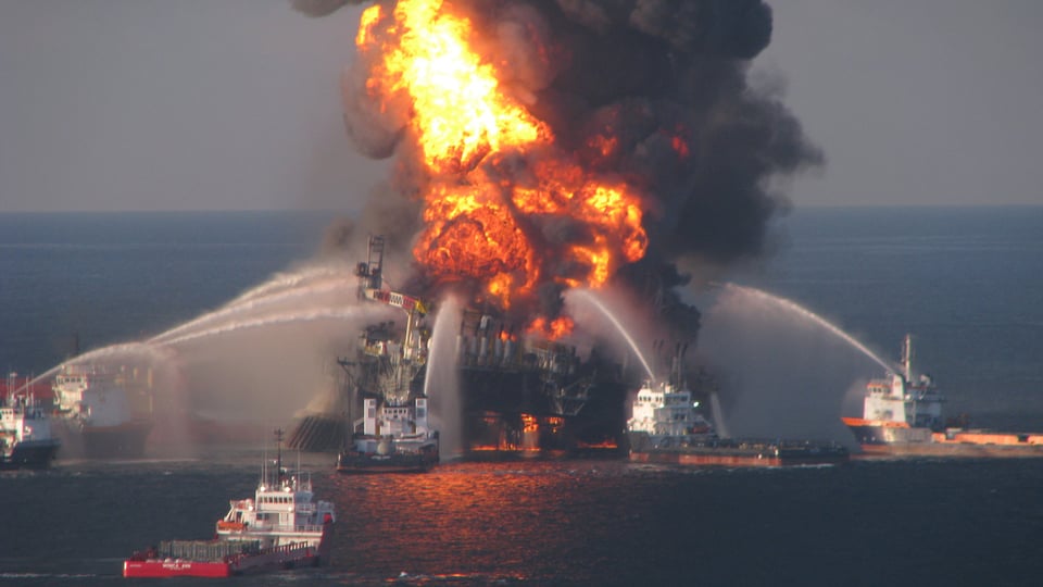 Die Ölplattform «Deepwater Horizon», die explodiert ist. 