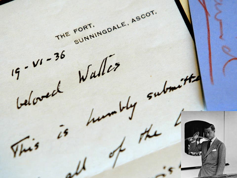 Brief an Wallis, daneben ein kleines Porträt von Edward VIII.