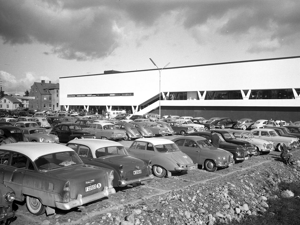 Autos stehen auf einem Parkplatz vor einer Ikea-Filiale.